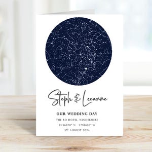 Sternenkarte Hochzeitskarte, Hochzeitskarte, Hochzeitsgeschenk, Karte zum Jahrestag, Karte für Hochzeitsgast, Karte für Hochzeitspaar, Hochzeitsgast