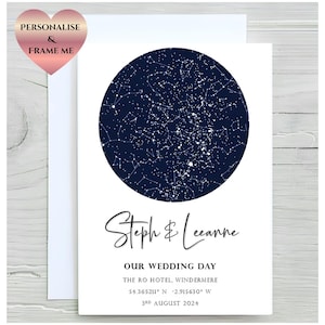 Star Map wedding card, personalised wedding card, Wedding gift, Anniversary card, Star map design, Card for wedding couple, Wedding guest