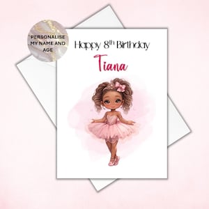 Personalisierte Geburtstagskarte, Geburtstagskarte für kleine Mädchen, Geburtstagsprinzessin, Ballerina-Karte, personalisierte Ballerina-Geburtstagskarte, Karte für jedes Alter