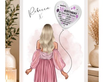 18th birthday gift for her, Personalised 18th print, Best friend print, 18th Birthday gift, 18th Keepsake, 18th gift for Daughter or Sister
