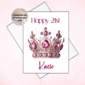 Personalisierte Geburtstagskarte 21, Geburtstag Prinzessin, Geburtstagskönigin, 40er, 50er, 30er, 21er, 18er, 60er, Geburtstagskarte für Sie
