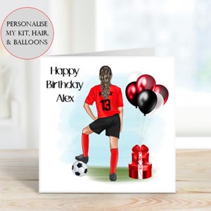Personalised football card, Girl footballer card, Birthday football card, Womans football, Girl football gift, Gift for girl footballer