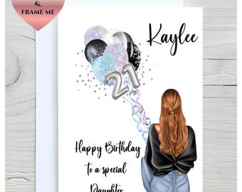 Personalised 21st birthday card, 21st birthday card, birthday day card for her, birthday card for 21st birthday, Any age card, 18th, 21st