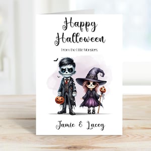Cartão de Halloween personalizado, cartão de feliz dia das bruxas, decoração de Halloween, cartão de Halloween para a família, cartão de doces ou travessuras, presente de Halloween, assustador