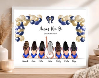 Personalised Hen Party Print, Bachelorette Bride Squad Keepsake, Hen do gift