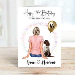 Carte d'anniversaire personnalisée pour fille et chien, carte pour fille et son chien, carte de jour d'anniversaire elle, carte d'anniversaire pour amoureux des chiens, carte pour maman chien, carte pour maman chien