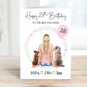 Cartão de aniversário personalizado para menina e cachorro, Cartão para menina e seu cachorro, Cartão de aniversário para ela, Cartão de aniversário para amante de cachorro, Cartão para mãe de cachorro, Cartão para mãe de cachorro