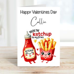 Cartão personalizado de dia dos namorados, Cartão de dia dos namorados para namorada, Cartão de dia dos namorados para namorado, Ketchup para minhas batatas fritas, Cartão engraçado
