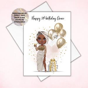 Tarjeta de cumpleaños número 21 personalizada, tarjeta de cumpleaños número 21, tarjeta del día de cumpleaños para ella, tarjeta de cumpleaños para el cumpleaños número 21, tarjeta de cualquier edad, 18, 21