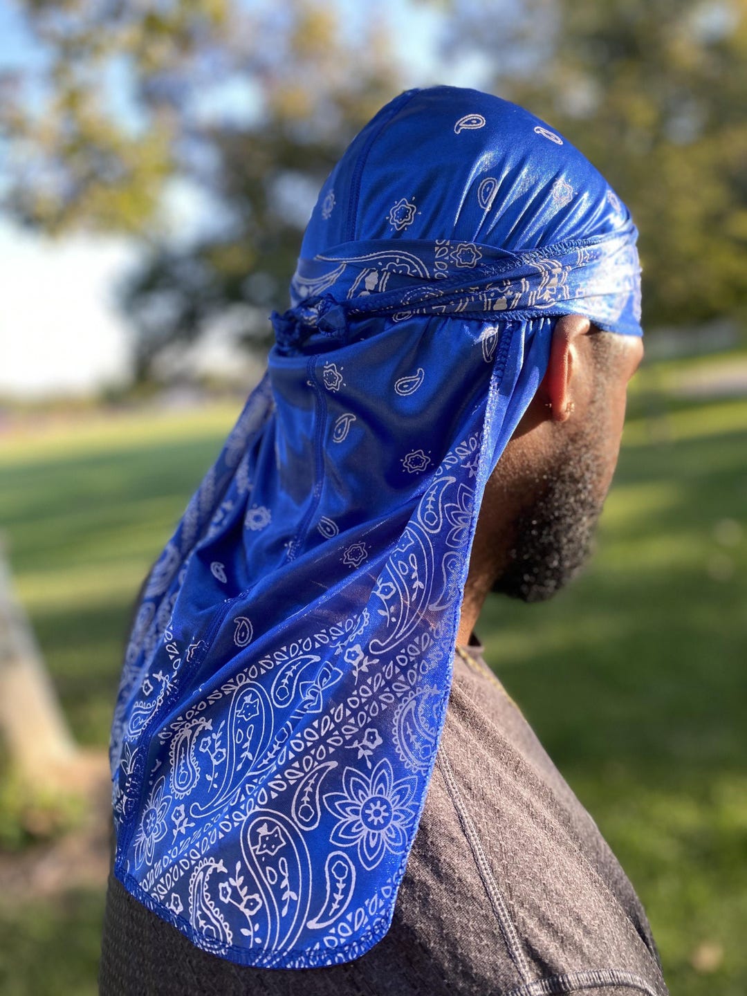 Blue Bandana Silky Durag - Etsy