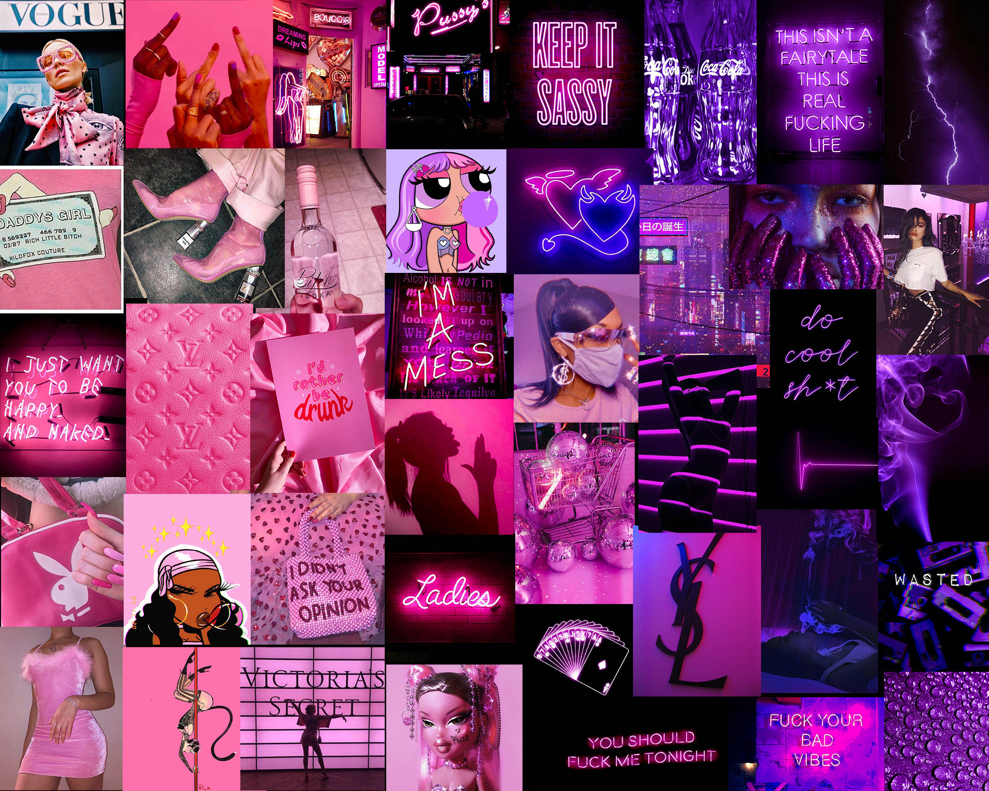 120 PINK BOUJEE BADDIE Collage Aesthetic. Trendy Vogue 