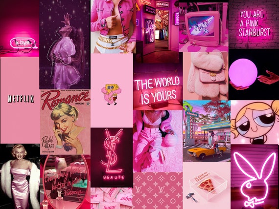 57pcs Pink Starburst DIGITAL Wall Collage Kit - Etsy UK