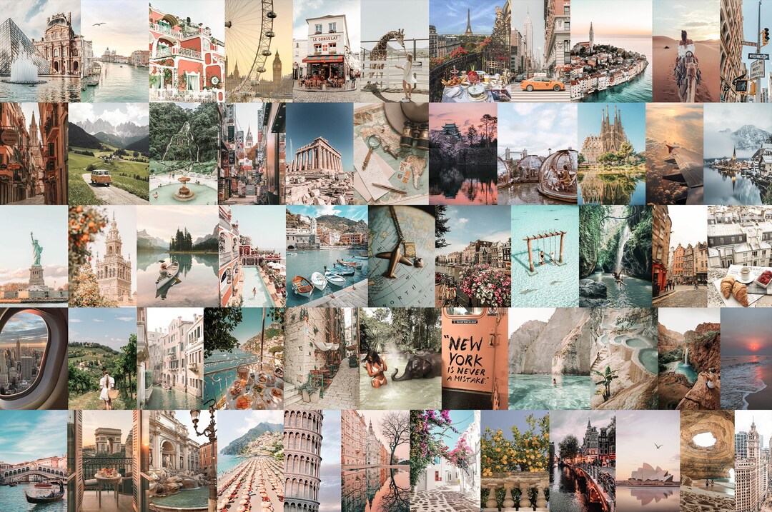 80pcs Travel DIGITAL Dreamy Pastel Collage Kit - Etsy UK