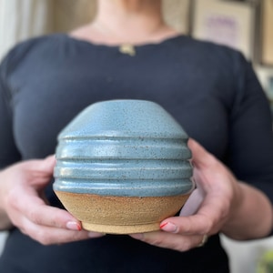 Carved speckled blue vase