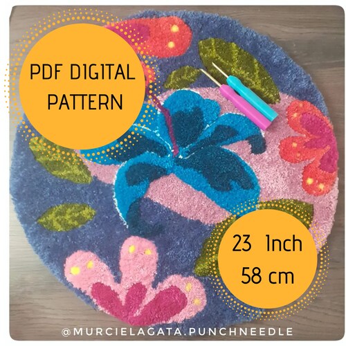 Punch Needle Rug Digital PDF Pattern Punch Needle Rug Rug Etsy