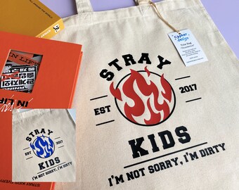 Stray Kids Tote Bag, Thunderous, Kpop Canvas Bag, SKZ bag, Gift for kpop fan, Eco friendly gifts, Kawaii, K-pop, Hyunjin, No Easy, Bangchan