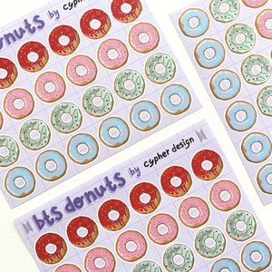 BTS Mini Sticker Donuts, K-Pop Aufkleber, süße Kawaii Ästhetik, Bullet Journaling, Dynamit Fake Love Spring Day Bangtan Sonyeondan, Jungkook