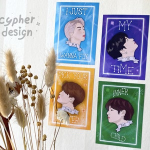 BTS Art Print, Mini Wall Prints, Ansichtkaart, Wenskaart, K-Pop, Galaxy esthetiek, wanddecoratie, Cadeau voor kpop fan, Jungkook, Jimin