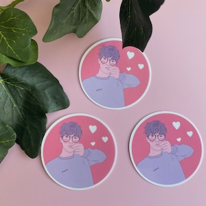 ATEEZ Song Mingi Die Cut Sticker, Doux mignon esthétique Pink K-pop Atiny Glossy Single Sticker, Fix on