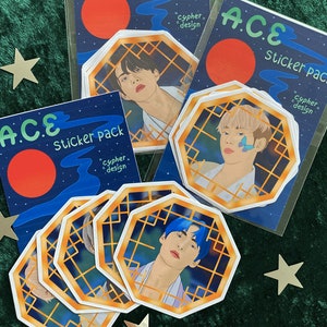 ACE Kpop, pack d'autocollants, autocollants pour ordinateur portable, décalcomanie Kpop, lutin, portrait encadré, produits dérivés K-pop, cadeau pour fan de kpop, cadeau pour ami, cadeaux Kpop