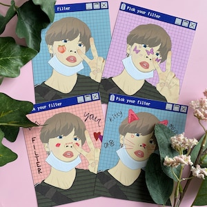 Park Jimin BTS Art Prints: Kpop Filter Series, Set of 4