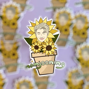BTS Sticker, Kim Namjoon, Namjooning, Die Cut Sticker, Glossy Decal, Tournesol, Bangtan Sonyeondan, Cadeau pour fan de kpop, K-pop, Sticker pour ordinateur portable