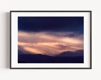 Appennini Berge Sonnenuntergang Poster | Italienische Landschaftsfotografie Wandkunst | Digitaler Download Natur Home Decor