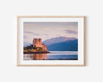Eilean Donan Castle Print, Schottland Wandkunst, Schottische Landschaft, Loch Duich Sonnenuntergang, Highlands Dekor