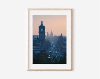 Edinburgh Sonnenuntergang Fotografie Druck, Princes Street Wandkunst, Schottland Stadtbild Reisefoto Digitaler Download
