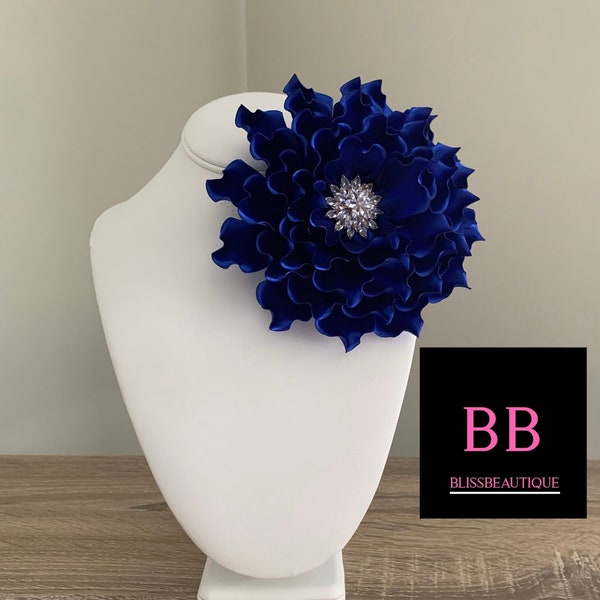 Flower Brooch Royal Blue Pin Corsage