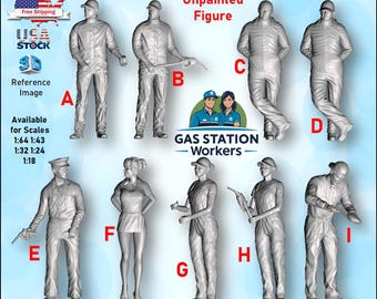 Tankstellen-Arbeiter unbemalt Resin Figuren 1/64 1/43 1/32 1/24 1/18 Scale USA Stock