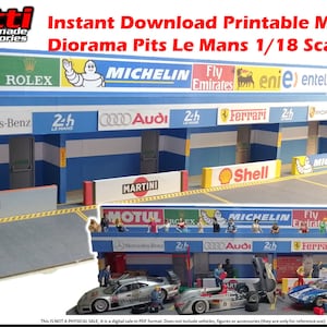 Instant Download Printable Mega Diorama Pits Le Mans 1/18 Scale