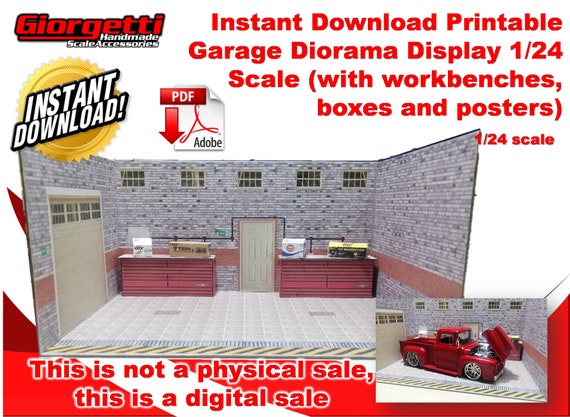 Instant Download Printable Garage Diorama Display 1/24 Scale | Etsy