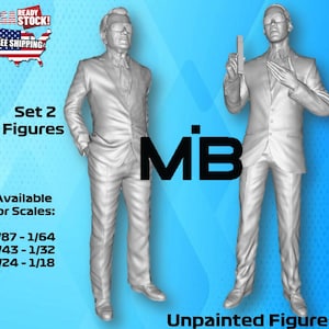 Men In Black (2) UNPAINTED Resin Figures 1/87 1/64 1/43 1/32 1/24 1/18 Scale USA Stock