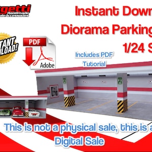Diorama imprimable Parking Lot 1/24 Scale - Garage Diorama (Produit téléchargeable)