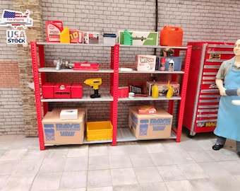 Shelf with Auto Parts and Boxes 1/18 Scale Diorama Garage Accessory