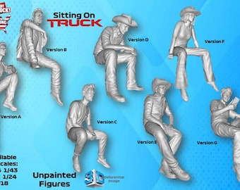 People Sitting On Truck UNPAINTED Resin Figures 1/64 1/43 1/32 1/24 1/18 Scale USA Stock