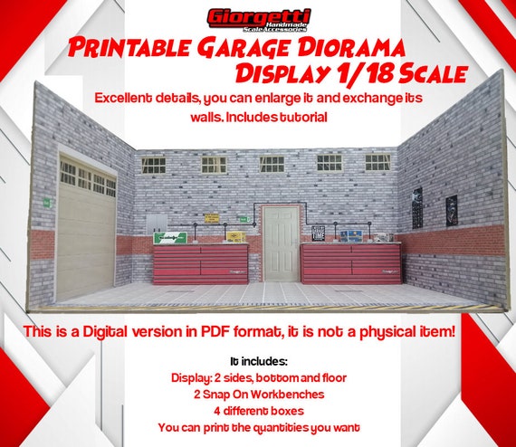 Printable Diorama Parking Lot 1/18 Scale Garage Diorama