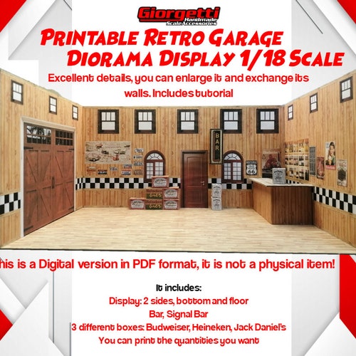 Instant Download Printable Garage Diorama Display 1/18 Scale - Etsy