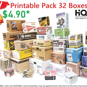 NEW Instant Download Printable Pack 32 Boxes 1/12 Scale Garage Diorama