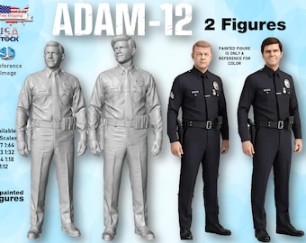 Adam-12 (2) unbemalte Resin Figur 1/87 1/64 1/43 1/32 1/24 1/18 1/12 Maßstab USA Stock