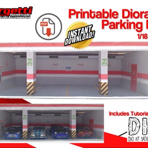 Printable Diorama Parking Lot 1/18 Scale - Garage Diorama (Downloadable Product)