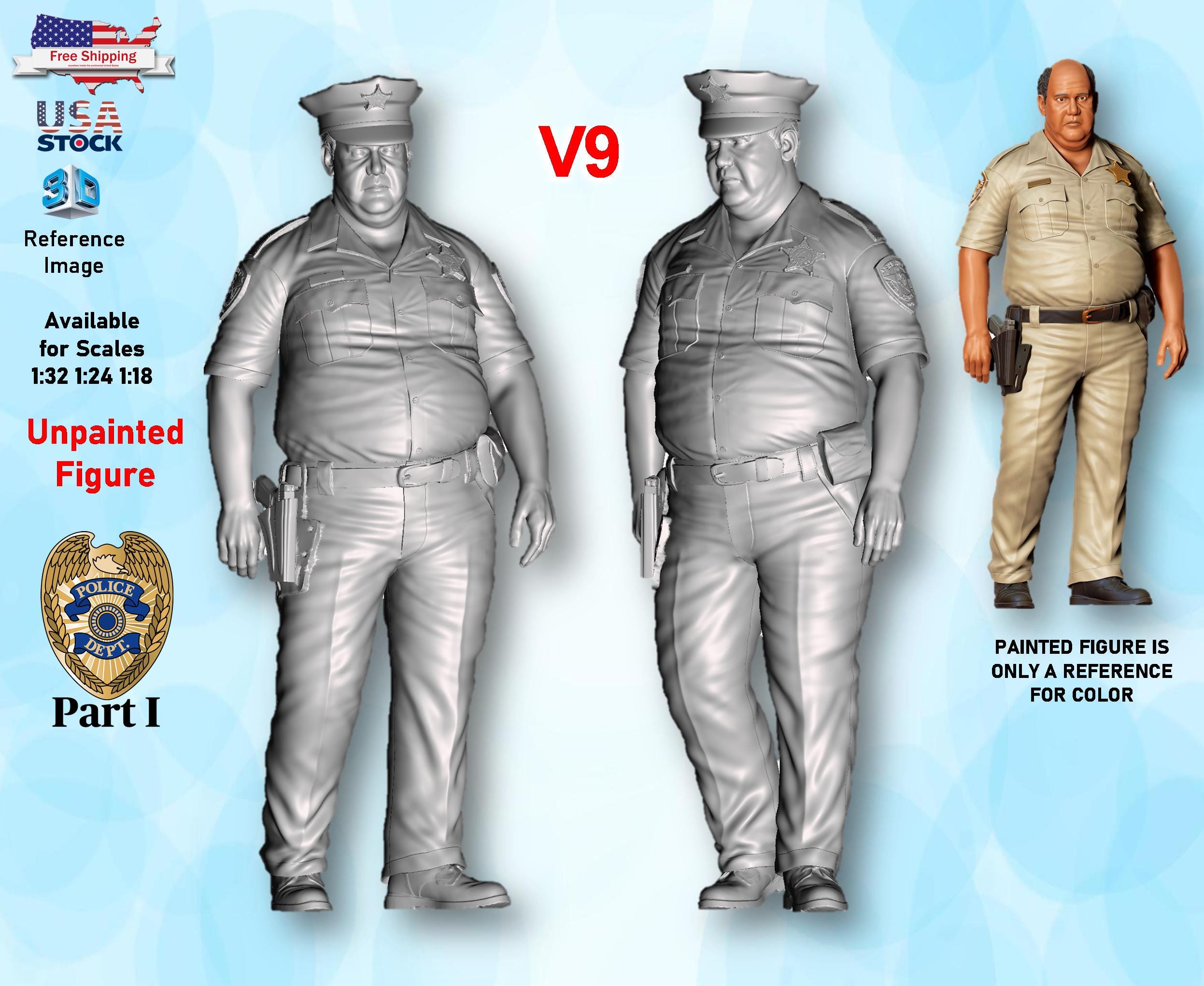 Police Officers PART 1 UNPAINTED Resin Figures 1/32 1/24 1/18 Scale USA ...