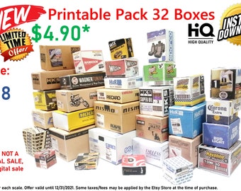 NEW Instant Download Printable Pack 32 Boxes 1/18 Scale Garage Diorama