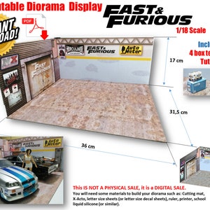 Instant Download Printable Ther Fast & Furious Display Garage 1/18 Scale