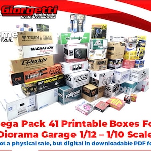 Instant Download Printable Pack Boxes for Diorama Garage 1/12 or 1/10 Scale (Digital PDF Files)