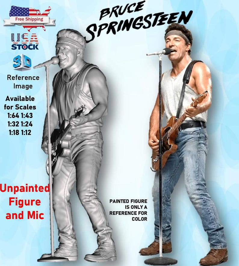 Bruce Sprinteins UNPAINTED Resin Figures 1/64 1/43 1/32 1/24 1/18 1/12 ...