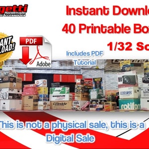 Instant Download 40 Printable Boxes 1/32 Scale (Diorama Garage Accessory)