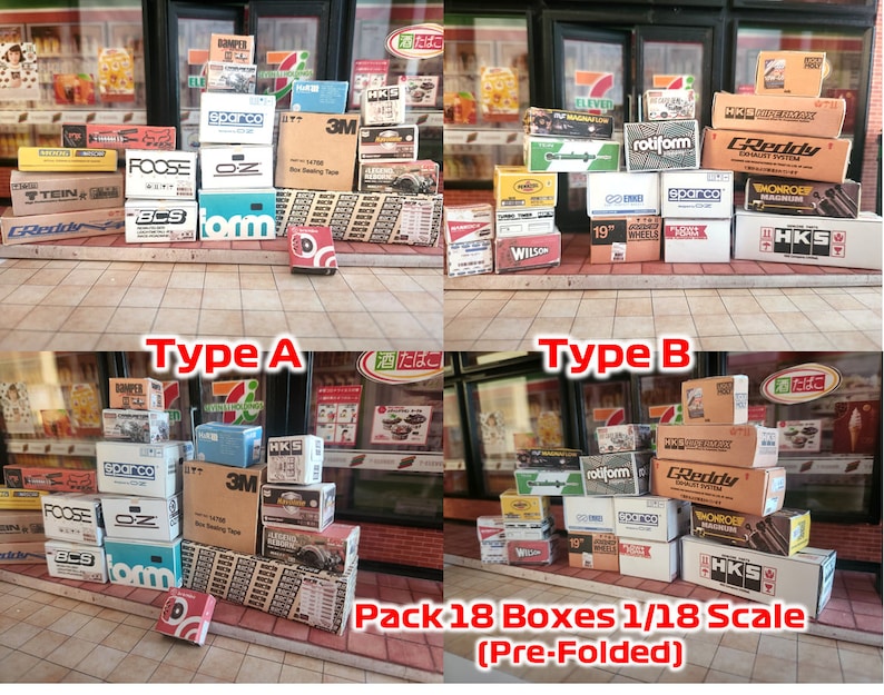 Pack 18 Boxes (pre-folded) 1/18 Scale Diorama Garage Accessory - Etsy
