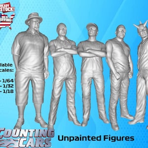 Counting Cars Crew (5) UNPAINTED Resin Figures 1/87 1/64 1/43 1/32 1/24 1/18 Scale USA Stock